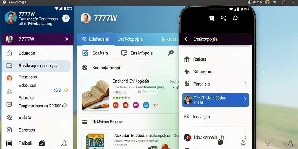 Antarmuka aplikasi 7777W yang menampilkan berbagai informasi ensiklopedia.
