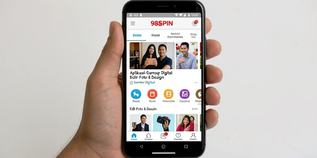 Antarmuka aplikas 98SPIN dengan fitur pengeditan gambar yang intuitif.