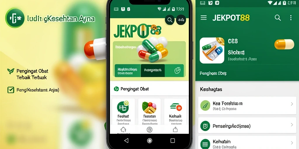 Antarmuka pengguna JEKPOT88 dengan fitur pengingat obat praktis.