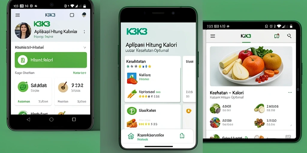 Antarmuka K3K3 yang menarik dan fungsional untuk menghitung kalori.