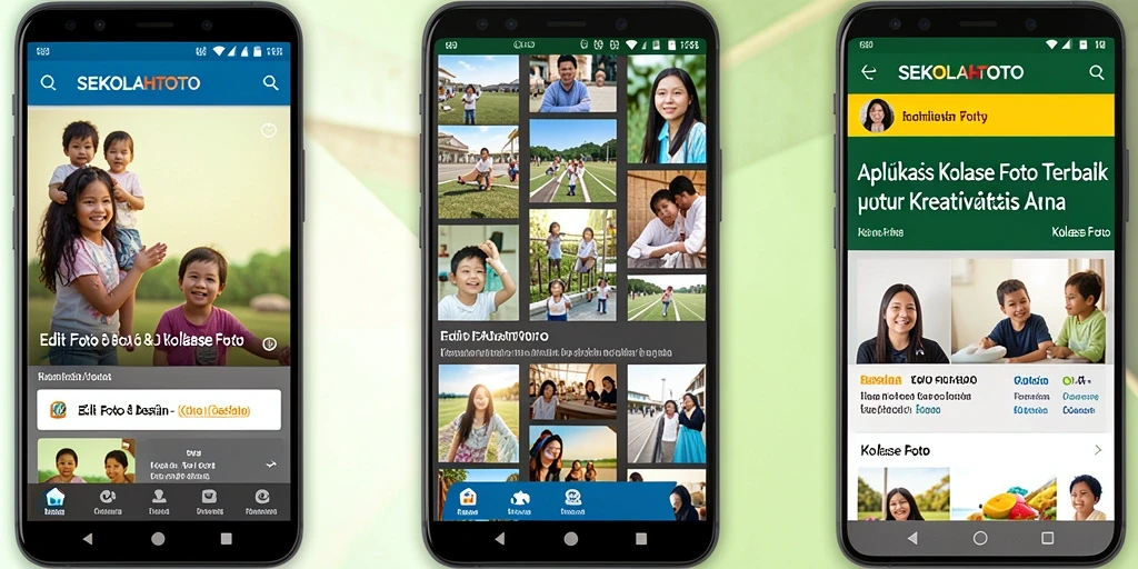 Antarmuka aplikasi SEKOLAHTOTO untuk membuat kolase foto yang menarik.